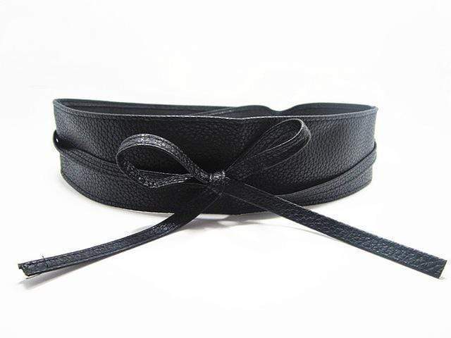 Women soft Faux Leather Long Body Shaping Bow Tie Belt