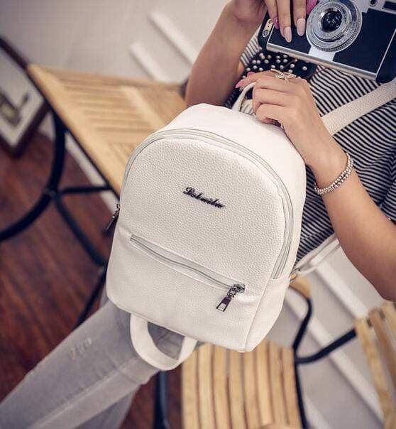 Women Soft Faux Leather Solid Color Backpack