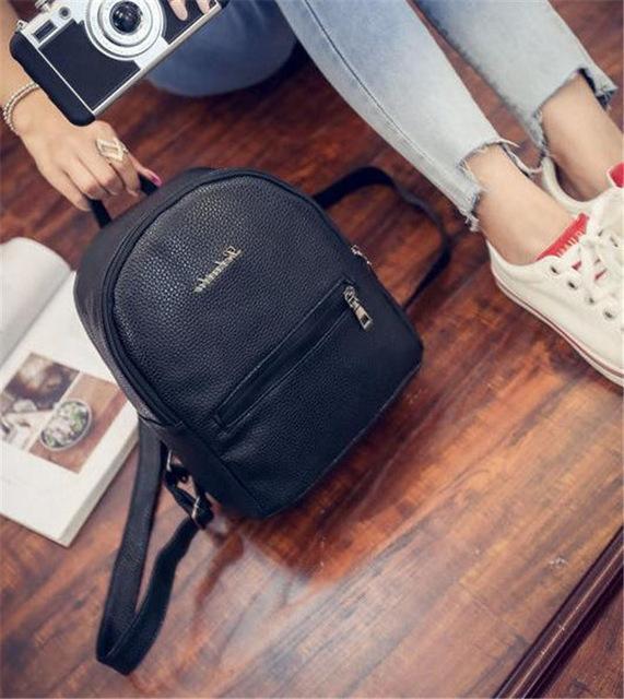 Women Soft Faux Leather Solid Color Backpack