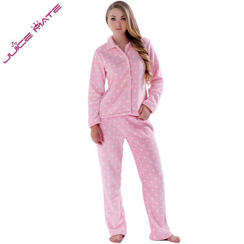Women Soft Fleece 2 Piece Printed Pajama Set AExp
