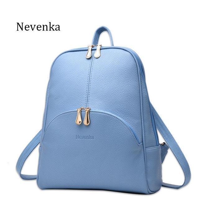 Women Soft Genuine Leather Candy Color Backpack With Adjustable Shoulder Straps-blue-JadeMoghul Inc.