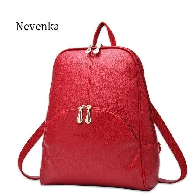 Women Soft Genuine Leather Candy Color Backpack With Adjustable Shoulder Straps-red-JadeMoghul Inc.
