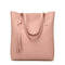 Women Soft PU Leather Tote Bag With Tassel Detailing