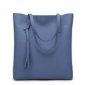 Women Soft PU Leather Tote Bag With Tassel Detailing