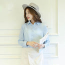 Women Solid Color Button Down Chiffon Shirt-11-L-JadeMoghul Inc.