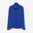 Women Solid Color Button Down Chiffon Shirt-12-L-JadeMoghul Inc.