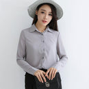 Women Solid Color Button Down Chiffon Shirt-13-L-JadeMoghul Inc.