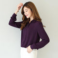 Women Solid Color Button Down Chiffon Shirt-2-L-JadeMoghul Inc.