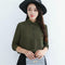 Women Solid Color Button Down Chiffon Shirt-3-L-JadeMoghul Inc.