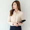 Women Solid Color Button Down Chiffon Shirt-4-L-JadeMoghul Inc.