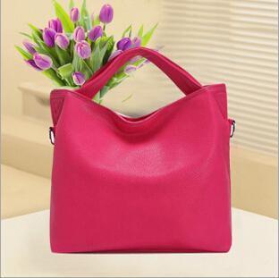 Women Solid Color Patent Leather Bucket Tote With Unique Handle Design-Hot Pink-China-JadeMoghul Inc.
