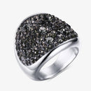 Women Solid Color Rhinestone Stainless Steel Fashion Ring-6-Gray-JadeMoghul Inc.
