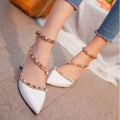 Women Solid Color square Heel Shoes  With Rivet  Detailing And Pin Buckle Closure