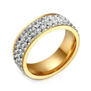 Women Stainless Steel 3 Row Crystal Cubic Zircon Ring Band-6-White crystal-JadeMoghul Inc.