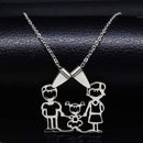 Women Stainless Steel Family Choker Necklace