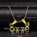 Women Stainless Steel Family Choker Necklace
