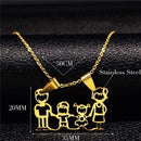 Women Stainless Steel Family Choker Necklace