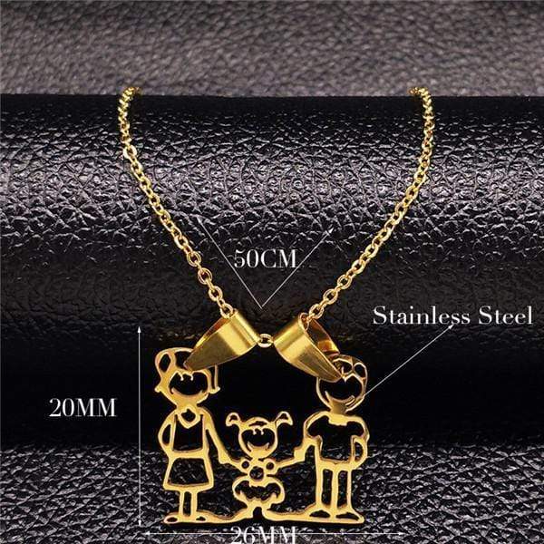 Women Stainless Steel Family Choker Necklace