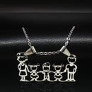 Women Stainless Steel Family Choker Necklace