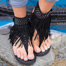 Women Summer Beach Sandals With Tassel Detailing-Brown-5-JadeMoghul Inc.