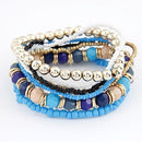 Women Summer Bohemian Inspired Multi Layer Beads Bracelet Set-Blue-JadeMoghul Inc.