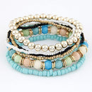 Women Summer Bohemian Inspired Multi Layer Beads Bracelet Set-Light Blue-JadeMoghul Inc.