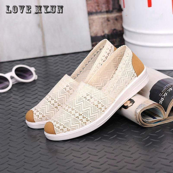 Women Summer Cotton Canvas Lace Loafers