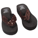 Wedge Sandals Sequined Thong Style Wedge Slippers