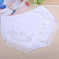 Women Super Soft Cotton Briefs With Lace Trimming-White-XL-JadeMoghul Inc.