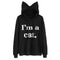 Women Sweatshirt Cat Slogan Print Cat Ear Kawaii Hoodie Sweatshirt 2017 New Black Print Cute Pullovers Long Sleeve Casual &120