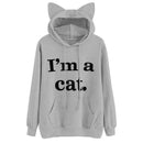 Women Sweatshirt Cat Slogan Print Cat Ear Kawaii Hoodie Sweatshirt 2017 New Black Print Cute Pullovers Long Sleeve Casual &120