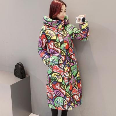 Women Thick and Warm Printed Puffer Jacket-color 8-L-JadeMoghul Inc.