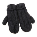 Women Thick Wool Warm Cable Knit Design Mittens / Gloves-Black-One Size-JadeMoghul Inc.