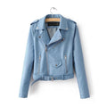 Women Trendy And Colorful Faux Leather Jacket-Sky Blue-S-JadeMoghul Inc.