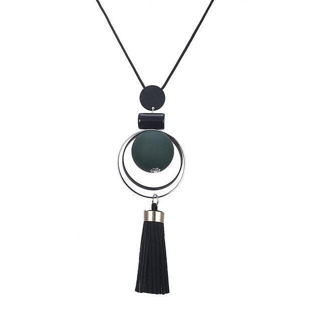 Women Trendy Bead And Tassel Necklace