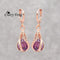 Women Trendy Rose Gold Color Water Drop Crystal Drop Earrings-purple-JadeMoghul Inc.