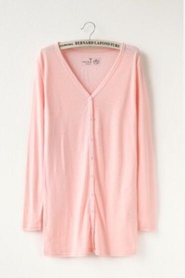 Women Tunic Length Cardigan Sweater-light pink-One Size-JadeMoghul Inc.