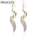 Women Two Tone Waves Drop Earrings-Antique Gold Plated-JadeMoghul Inc.