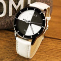 Women Two Toned Dial PU Leather Strap Watch-White-JadeMoghul Inc.