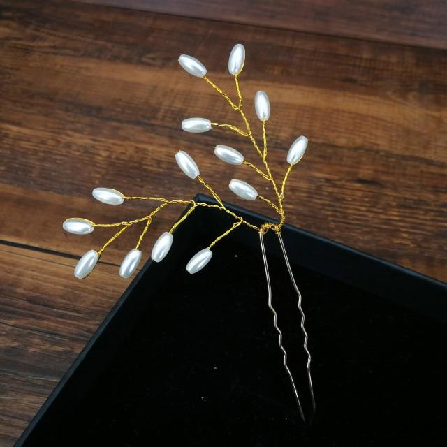 Women U-shaped Pin Metal Barrette Clip Hairpins Simulated Pearl Bridal Tiara Hair Accessories Wedding Hairstyle Design Tools AExp