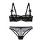 Women Ultra Thin Lace Bra And Panties Set-Black-70B-JadeMoghul Inc.