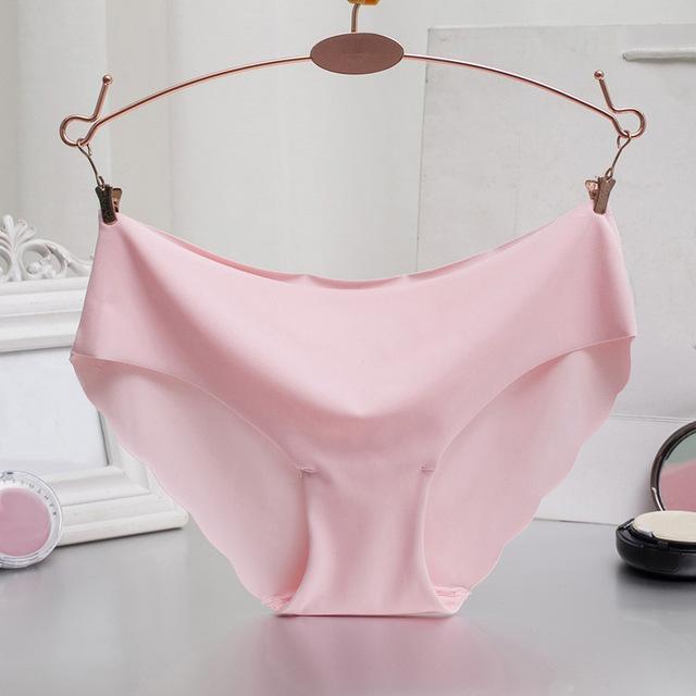 Women Ultra-thin Seamless Solid Color Panties-pink-L-JadeMoghul Inc.