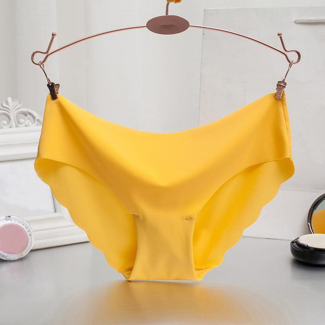 Women Ultra-thin Seamless Solid Color Panties-yellow-L-JadeMoghul Inc.