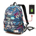 Women USB charging laptop backpack for teenage girls school backpack bag Printing Female Backpacks for college students-blue big-JadeMoghul Inc.