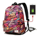 Women USB charging laptop backpack for teenage girls school backpack bag Printing Female Backpacks for college students-purple big-JadeMoghul Inc.