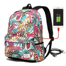Women USB charging laptop backpack for teenage girls school backpack bag Printing Female Backpacks for college students-white big-JadeMoghul Inc.