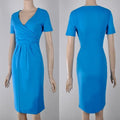 Women V neck Cotton Jersey Maternity Dress-Blue1-S-JadeMoghul Inc.