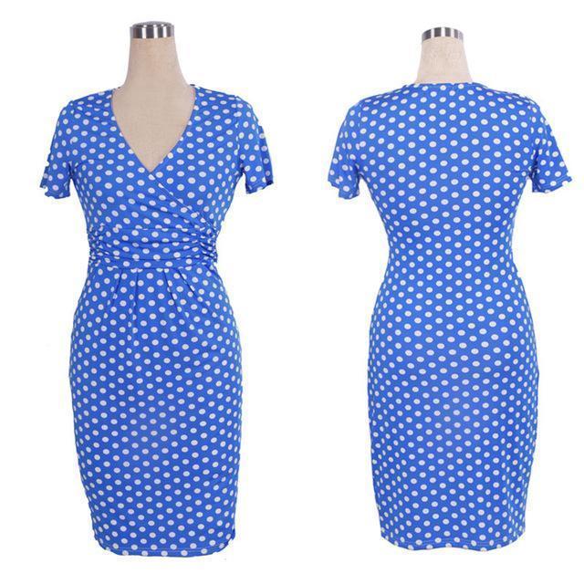 Women V neck Cotton Jersey Maternity Dress-Blue3-S-JadeMoghul Inc.