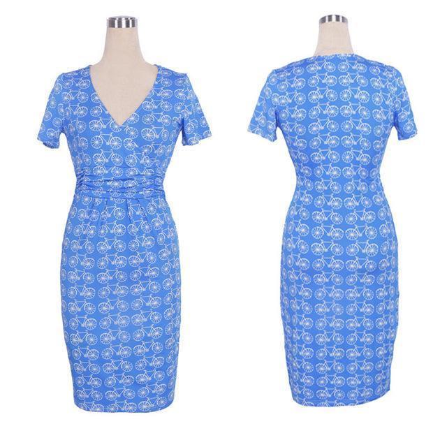 Women V neck Cotton Jersey Maternity Dress-Blue4-S-JadeMoghul Inc.