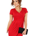 Women V neck Cotton Jersey Maternity Dress-Red-S-JadeMoghul Inc.
